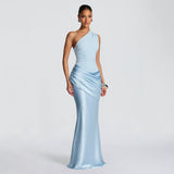Noctéa Satin | One Shoulder Ruched Wedding Guest Dress