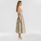 Floravienne | Floral Corset Sleeveless Midi Summer Dress