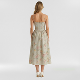 Floravienne | Floral Corset Sleeveless Midi Summer Dress