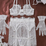 Feather Étoile | Lace Lingerie Set with Gloves