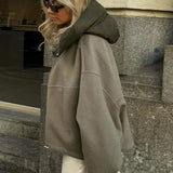 Urban Halo | Oversized Hooded Zip Jacket with Adjustable Hem