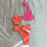 Valerina | Asymmetrical Bikini Textured Fabric Shell Detail