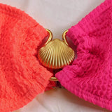 Valerina | Asymmetrical Bikini Textured Fabric Shell Detail