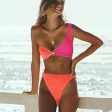 Valerina | Asymmetrical Bikini Textured Fabric Shell Detail