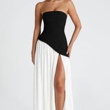 Serena | Strapless Lace-Up Slit Maxi Dress