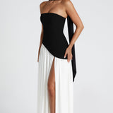 Serena | Strapless Lace-Up Slit Maxi Dress