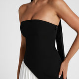 Serena | Strapless Lace-Up Slit Maxi Dress