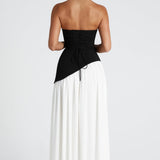 Serena | Strapless Lace-Up Slit Maxi Dress