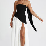 Serena | Strapless Lace-Up Slit Maxi Dress