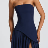 Serena | Strapless Lace-Up Slit Maxi Dress