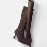 Velour Ascend | Suede Over The Knee Pointed Heel Boots