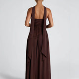 Serena | Strapless Lace-Up Slit Maxi Dress