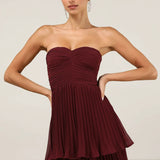 Valora | Strapless Tiered Burgundy Maxi Dress