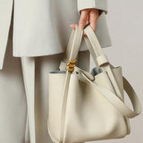 Aurelia Bucket | Structured Leather Tote with Gold Accents