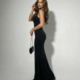 Noir Lumière | Shimmer Square Neck Maxi Dress