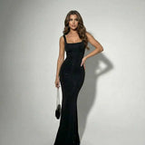 Noir Lumière | Shimmer Square Neck Maxi Dress