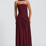 Serena | Strapless Lace-Up Slit Maxi Dress