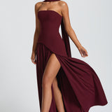 Serena | Strapless Lace-Up Slit Maxi Dress