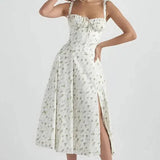 Floriane Roselle | Floral Corset Midi Summer Dress