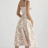 Floriane Roselle | Floral Corset Midi Summer Dress