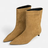 Ancienne Monde | Pointed Toe Ankle Boots Low Heel Suede