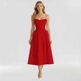 Floravienne | Floral Corset Sleeveless Midi Summer Dress