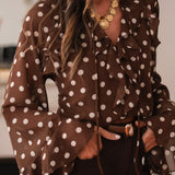 Celestia Monroe | Polka Dot Ruffle Blouse