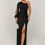 Aria | One-Shoulder Satin Wedding Guest Dress