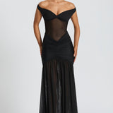 Beatrice | Off-Shoulder Metallic Evening Maxi Dress