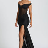Beatrice | Off-Shoulder Metallic Evening Maxi Dress