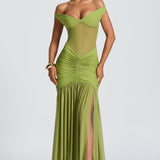 Beatrice | Off-Shoulder Metallic Evening Maxi Dress
