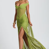 Beatrice | Off-Shoulder Metallic Evening Maxi Dress