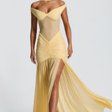 Beatrice | Off-Shoulder Metallic Evening Maxi Dress