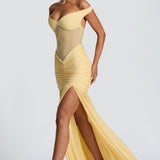 Beatrice | Off-Shoulder Metallic Evening Maxi Dress
