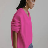 Alina | Relaxed V Neck Knit Sweater
