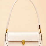 Élégance Rue | Structured Leather Shoulder Bag with Gold Hardware