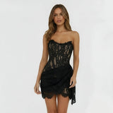 Corsavelle | Lace Corset Mini Dress Slim Fit Adjustable Straps