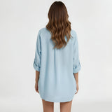 Palma | Oversized Linen Blouse Long Sleeves Button Front