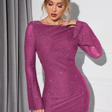 Felicity | Backless Lace Up Sequin Dress