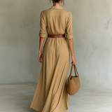 Elvira | Belted Lapel Maxi Dress
