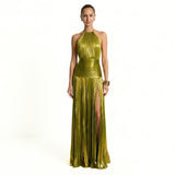 Donna Éclat | Pleated Halter Maxi Dress With Side Split