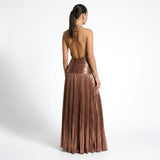Donna Éclat | Pleated Halter Maxi Dress With Side Split