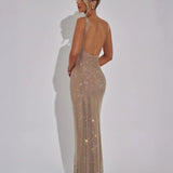 Alessia | Rhinestone Illusion Maxi Dress