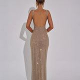 Alessia | Rhinestone Illusion Maxi Dress