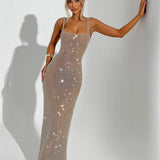 Alessia | Rhinestone Illusion Maxi Dress