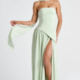 Serena | Strapless Lace-Up Slit Maxi Dress