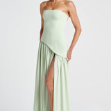 Serena | Strapless Lace-Up Slit Maxi Dress