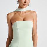 Serena | Strapless Lace-Up Slit Maxi Dress