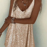 Velindra | Sequin Mini Dress Deep V Neck Body Skimming Fit
