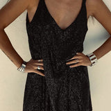 Velindra | Sequin Mini Dress Deep V Neck Body Skimming Fit